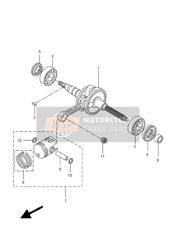 Yamaha NS50 AEROX 2014 KURBELWELLE & KOLBEN für ein 2014 Yamaha NS50 AEROX